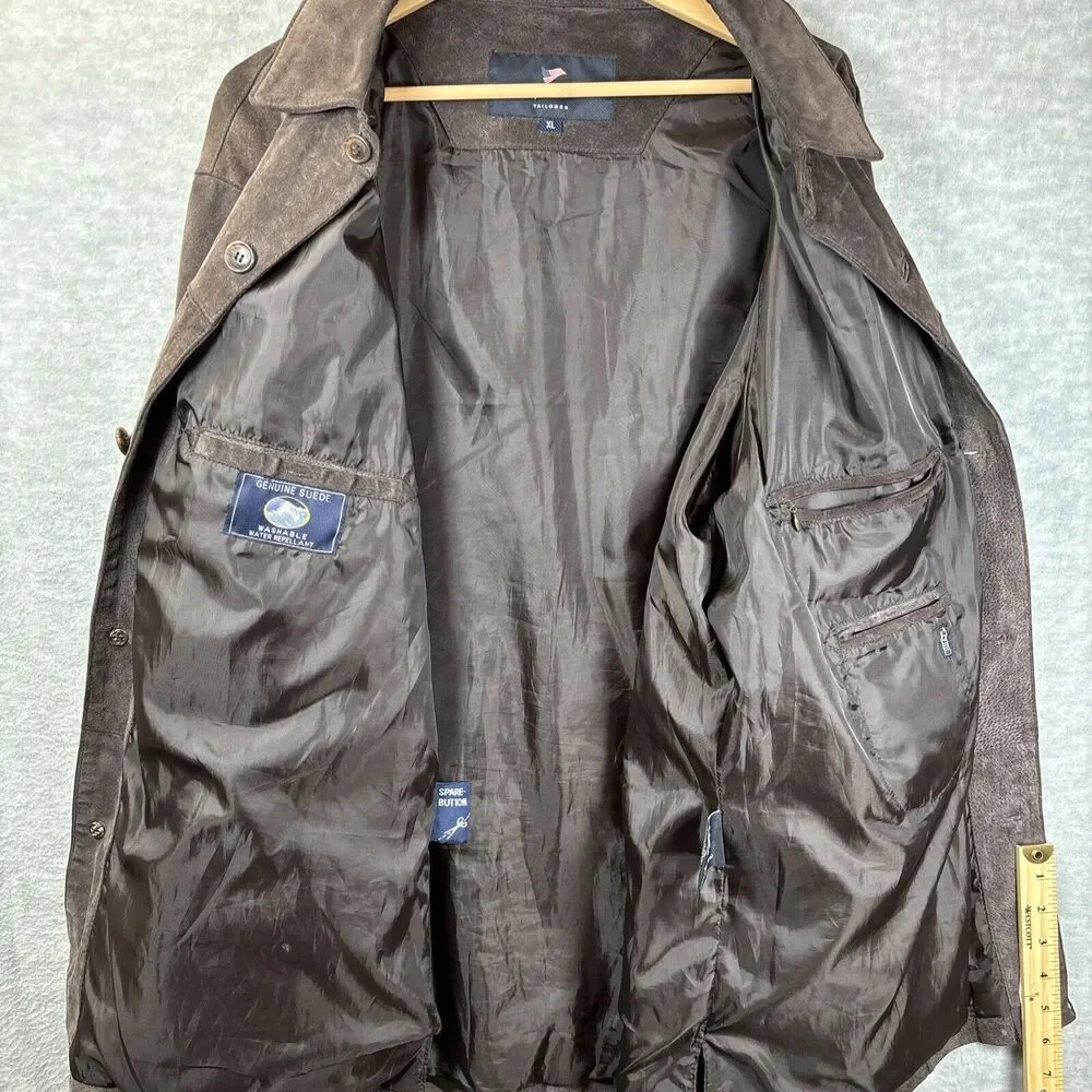 Suede Leather Chore Coat XL Brown Rancher Jacket Washable‎ Zip Pocket Harbor Bay